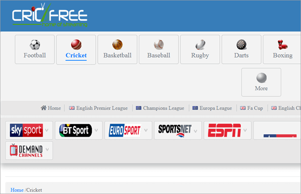 you can watch all sports events on CricFree without the need to register or fill in personal details.