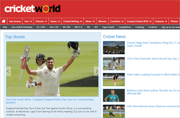 CricketWorld covers everything about cricket.