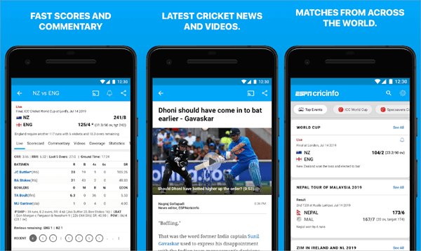 This is another of the cricket update apps that are on the forefront.