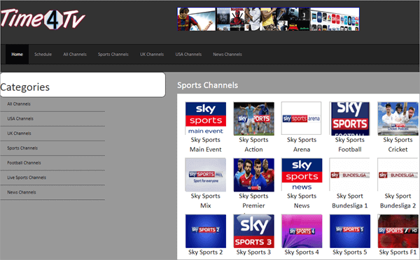 Time4TV.com is an online website hosting the world's leading sports live channels.